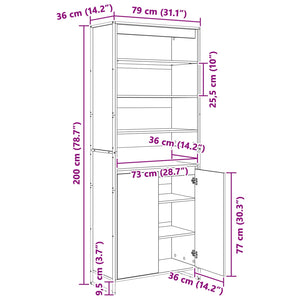 Hoher Schrank, Schwarz Eiche, 79x36x200 cm
