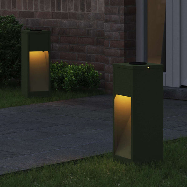 Solar LED Wegeleuchten 2er-Set, Olivgrün
