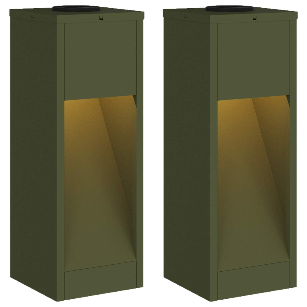 Solar LED Wegeleuchten 2er-Set, Olivgrün