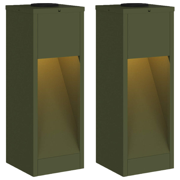 Solar LED Wegeleuchten 2er-Set, Olivgrün