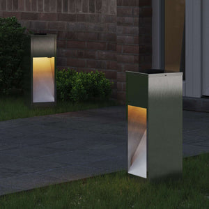Solar LED Wegeleuchten Silber Edelstahl 2er Set