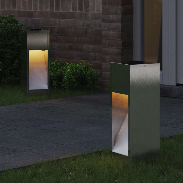 Solar LED Wegeleuchten Silber Edelstahl 2er Set