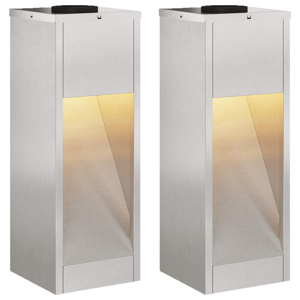 Solar LED Wegeleuchten Silber Edelstahl 2er Set