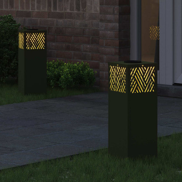 Solar LED Wegleuchten, 2er Set, Olivgrün