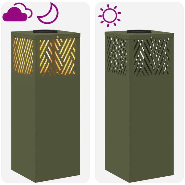 Solar LED Wegleuchten, 2er Set, Olivgrün