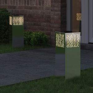 Solar LED Wegleuchten Silber Edelstahl 2er Set