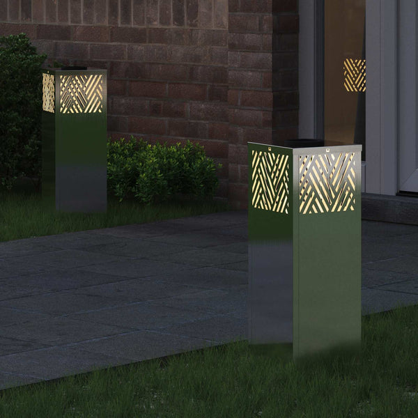 Solar LED Wegleuchten Silber Edelstahl 2er Set