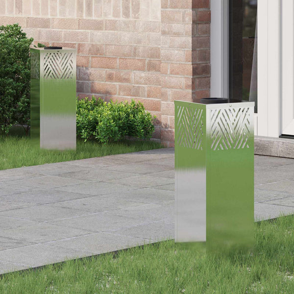 Solar LED Wegleuchten Silber Edelstahl 2er Set