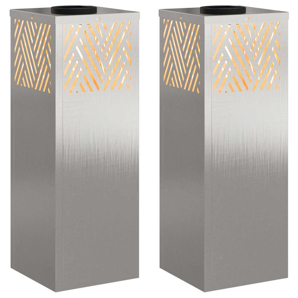 Solar LED Wegleuchten Silber Edelstahl 2er Set