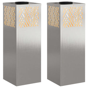 Solar LED Wegleuchten Silber Edelstahl 2er Set