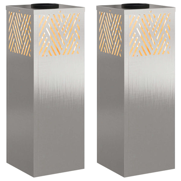 Solar LED Wegleuchten Silber Edelstahl 2er Set