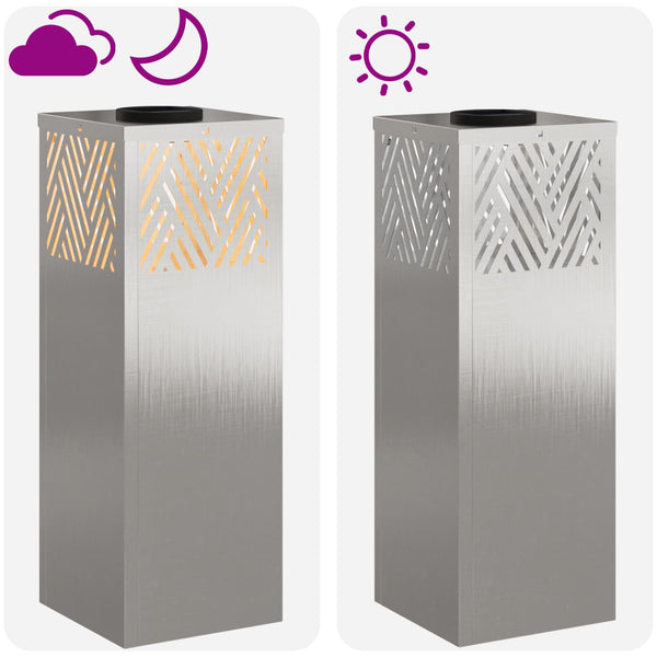 Solar LED Wegleuchten Silber Edelstahl 2er Set