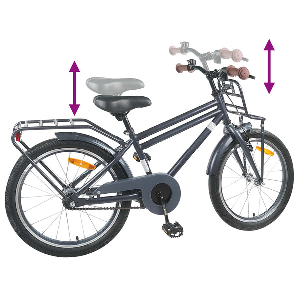 Kinderfahrrad 18 Zoll Dunkelgrau 5-7 Jahre