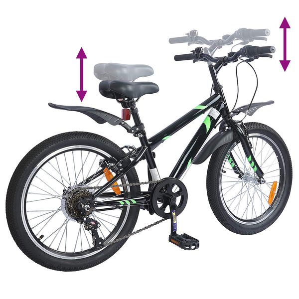 24 Zoll Kinderfahrrad 6-Gang Schwarz für 8-12 Jährige
