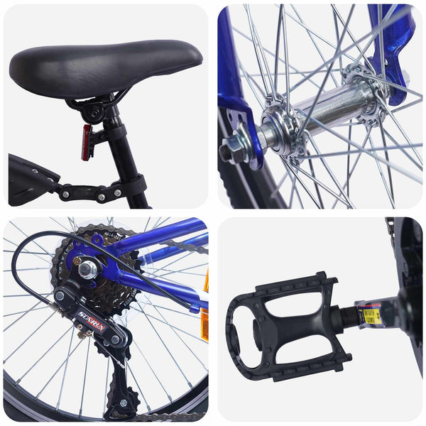 vidaXL Vélo Enfant 20 pouces 6 vitesses pour 6-11 ans Bleu Foncé