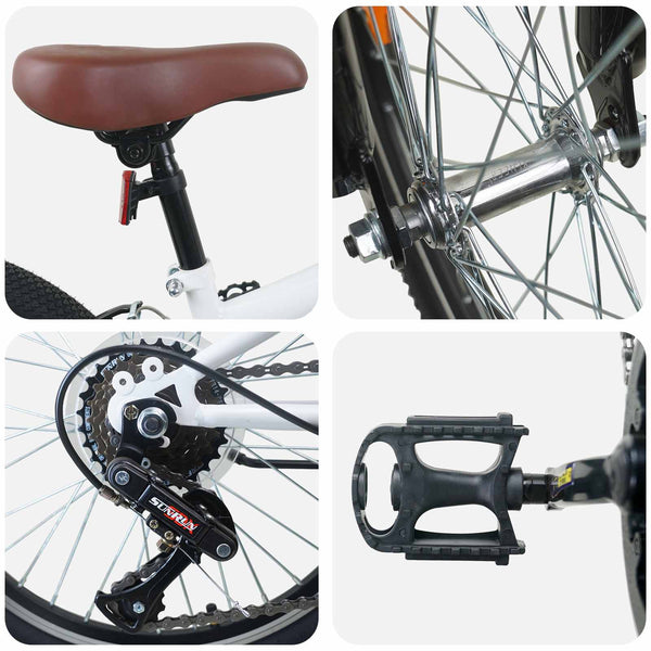 24 Zoll Mountainbike für Kinder, 6 Gänge, Weiß