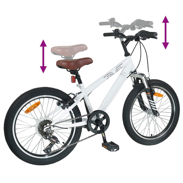 24 Zoll Mountainbike für Kinder, 6 Gänge, Weiß