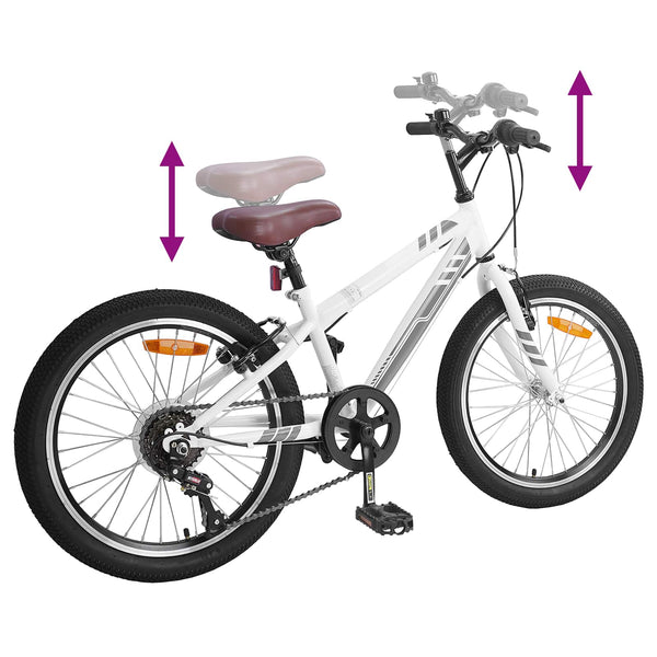 vidaXL VTT 20 pouces 6 vitesses pour 5-8 ans Blanc