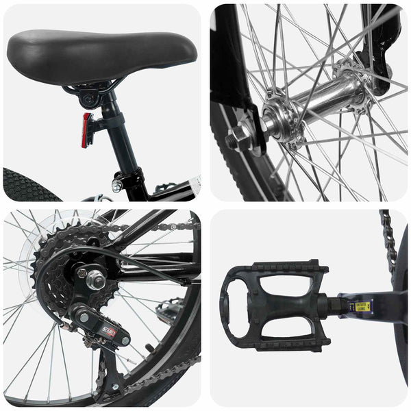 vidaXL VTT 24 pouces 6 vitesses pour 8-12 ans Noir