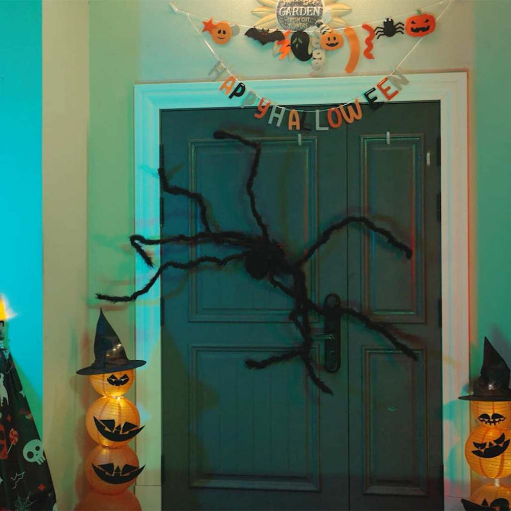 Halloween Spinnen Deko 6er Set, 75cm