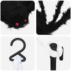 Halloween Spinnendeko mit Netz, 4 Stk