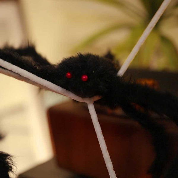 Halloween Spinnendeko mit Netz, 4 Stk