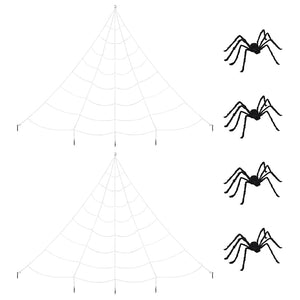 Halloween Spinnendeko mit Netz, 4 Stk