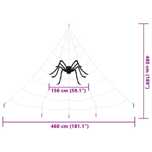 Halloween Spinnendeko mit Netz, 4 Stk