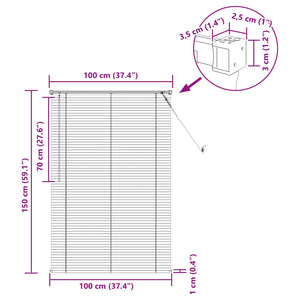Graue PVC Jalousie Silber 150x100cm