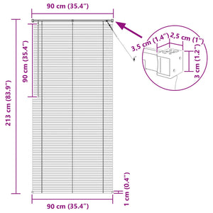 Silbergraue PVC Jalousie 213 x 90 cm