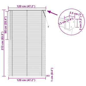 Venetianer Jalousie Silber Grau 213x120cm