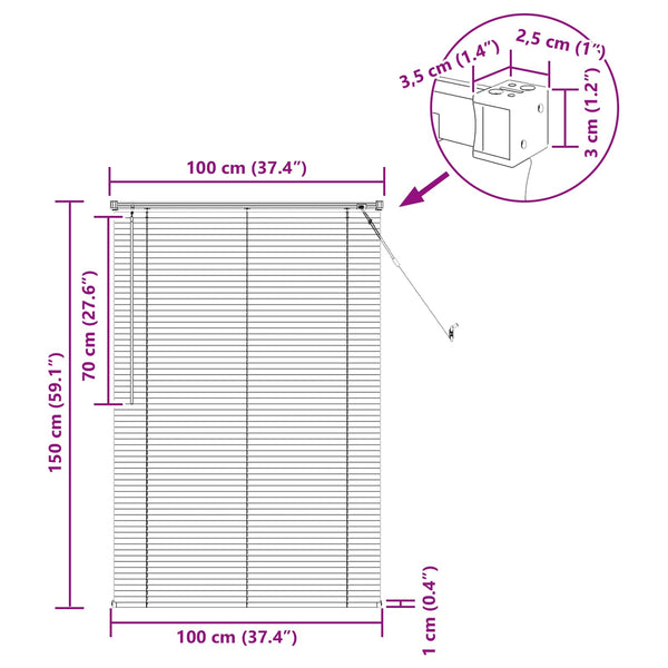 Schwarze PVC Jalousie 150 x 100 cm