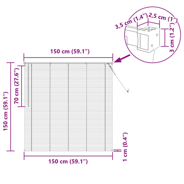 Schwarze PVC Jalousie 150x150cm