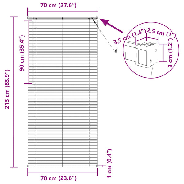Schwarze PVC Jalousie 213 x 70 cm