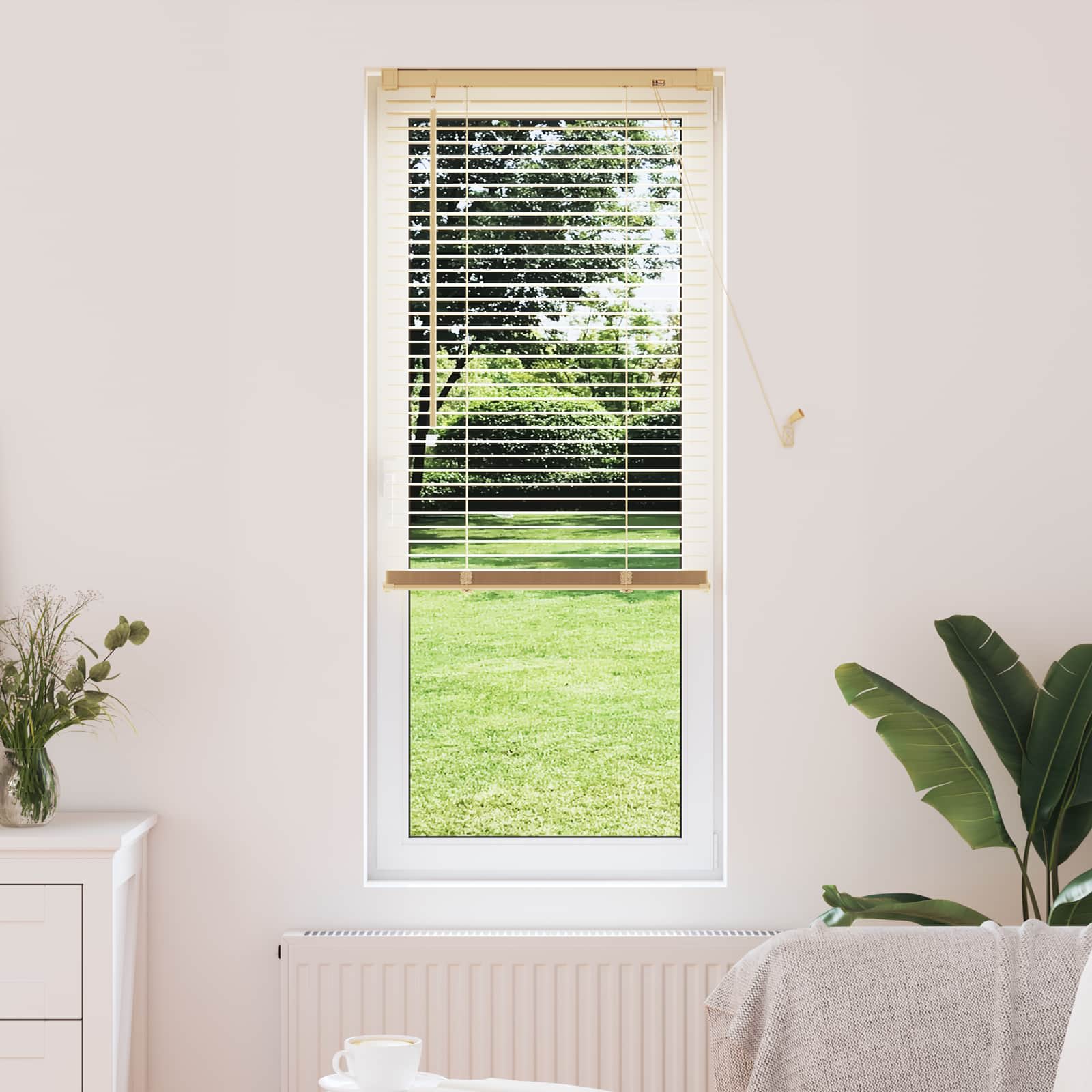 Hellbraune PVC Jalousie mit Muster 150x60cm