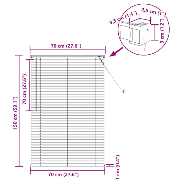 Hellbraune PVC Jalousie mit Muster 150x70cm