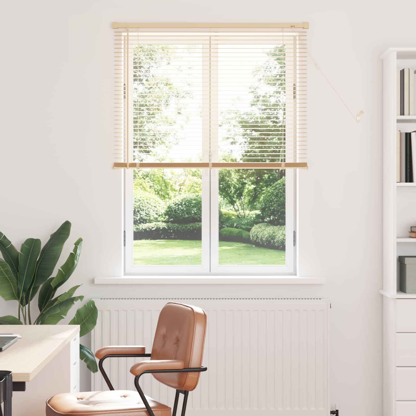 Hellbraune PVC Jalousie mit Muster 150x90 cm