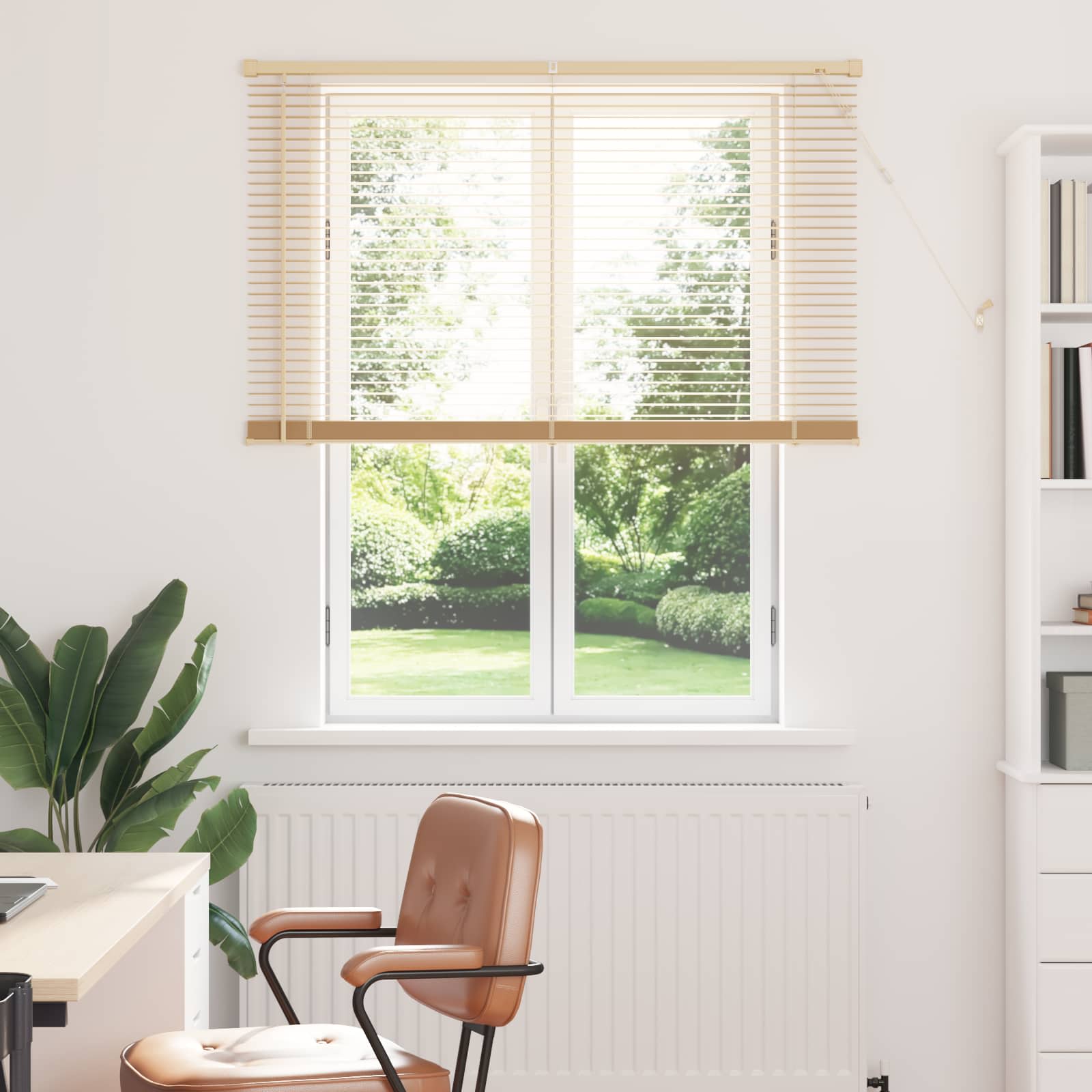 Hellbraune PVC Jalousie mit Muster 150x120 cm