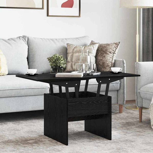 vidaXL Table basse noir aspect chêne 55 x 54,5 x 45 cm bois d'ingénierie