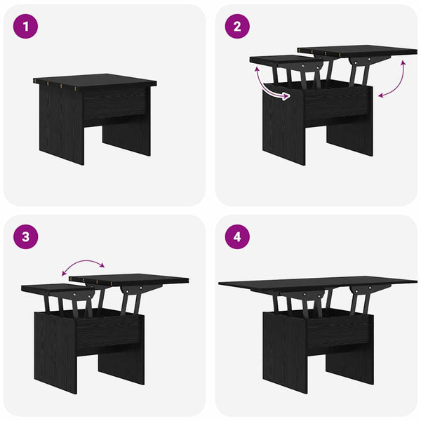vidaXL Table basse noir aspect chêne 55 x 54,5 x 45 cm bois d'ingénierie