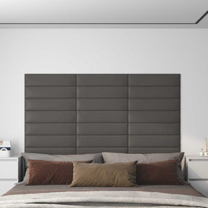 Wandkopfteile Grau Stoff 60x15cm, 12er Set