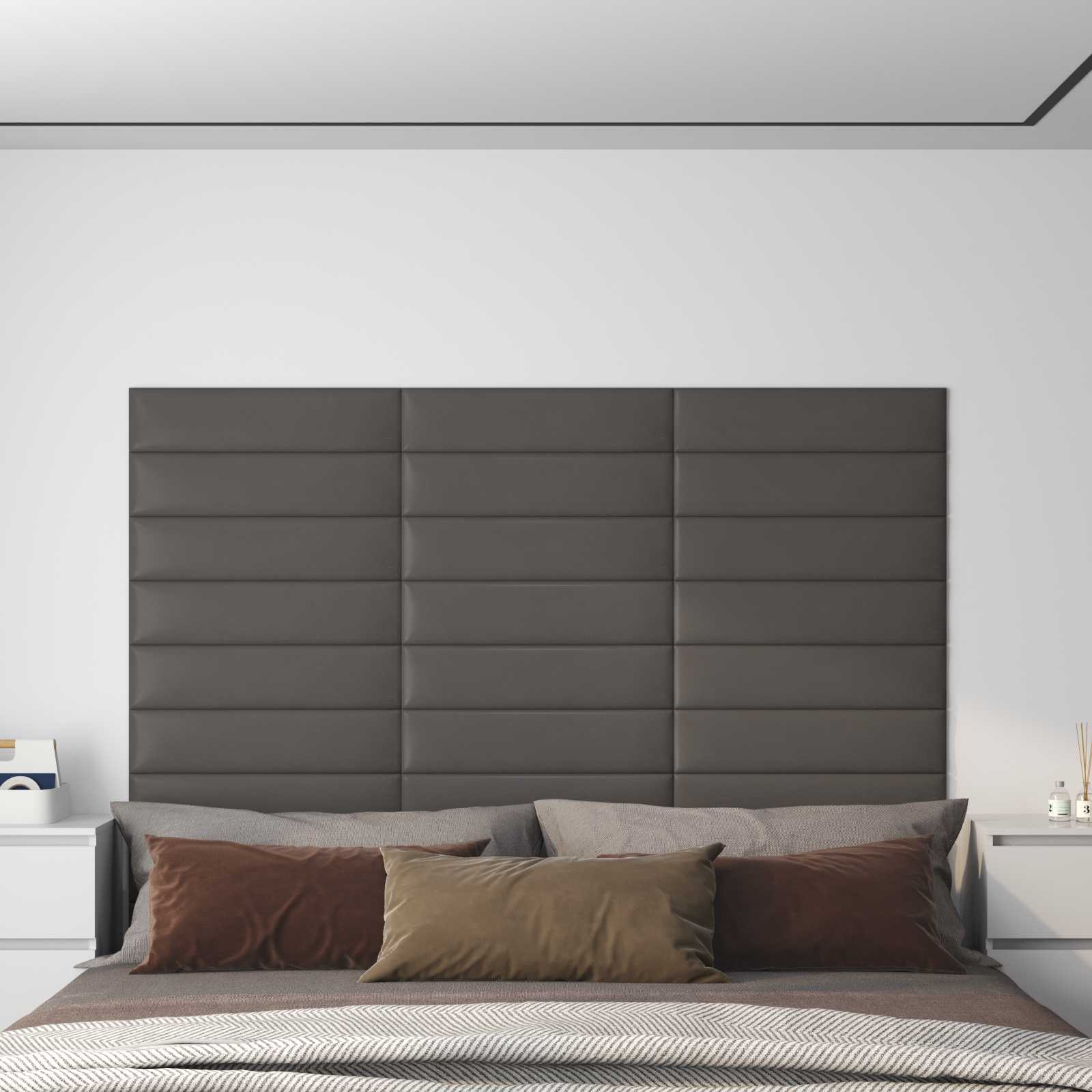 Wandkopfteile Grau Stoff 60x15cm, 12er Set