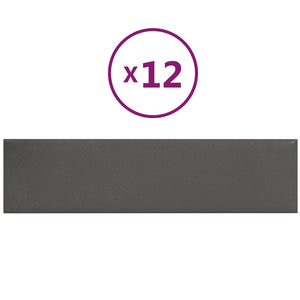 Wandkopfteile Grau Stoff 60x15cm, 12er Set