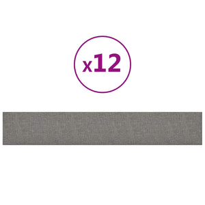 Wandpaneele Kopfteil Hellgrau Stoff 90x15cm, 12er Set