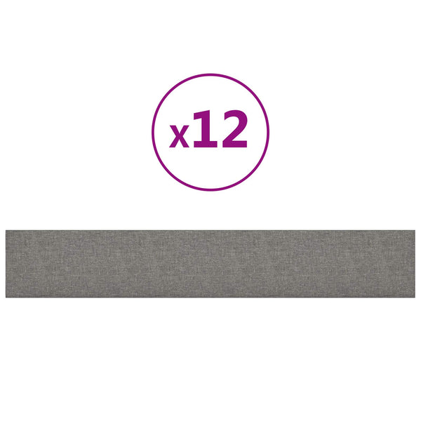 Wandpaneele Kopfteil Hellgrau Stoff 90x15cm, 12er Set