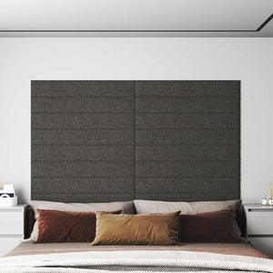 Wandkopfteile Dunkelgrau Stoff 90x15cm, 12 Stk.
