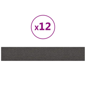Wandkopfteile Dunkelgrau Stoff 90x15cm, 12 Stk.