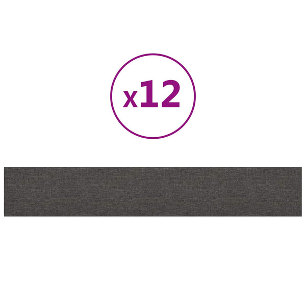 Wandkopfteile Dunkelgrau Stoff 90x15cm, 12 Stk.