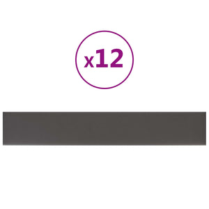 Wandkopfteile Grau Stoff 90x15cm, 12 Stk.