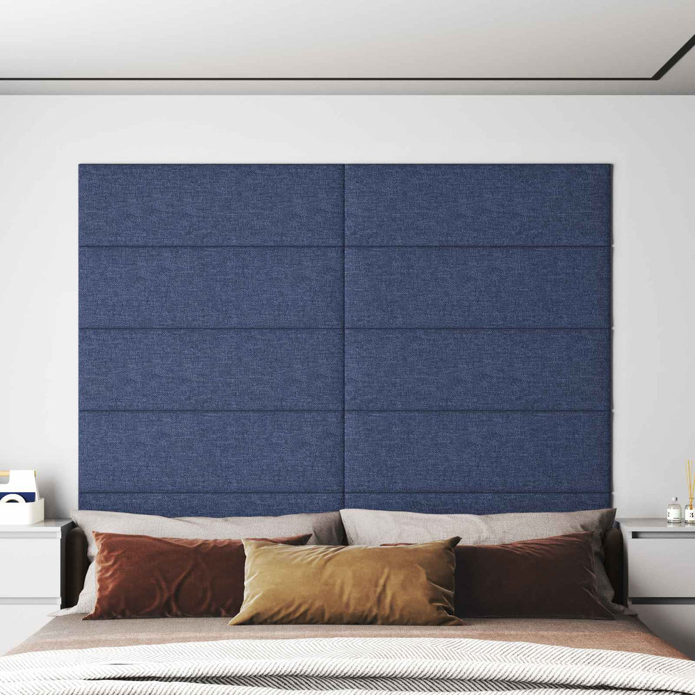 Wandkopfteile Blau Stoff 90x30cm, 12er Set